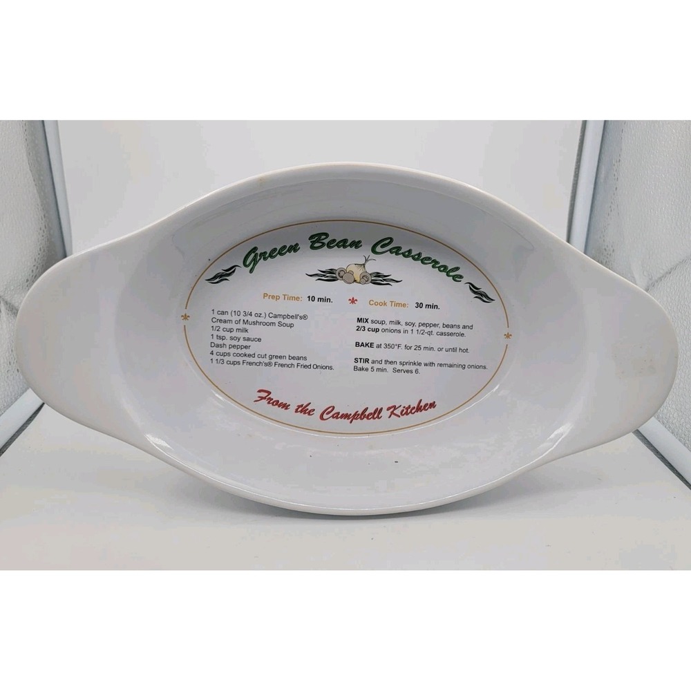 Vintage 2004 Campbell's Green Bean Casserole Dish W/Recipe